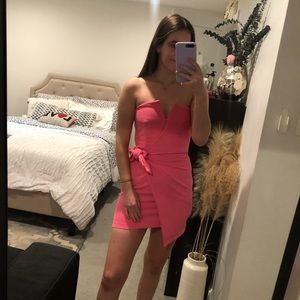 Strapless Side Tie Pink Mini Dress Size Small